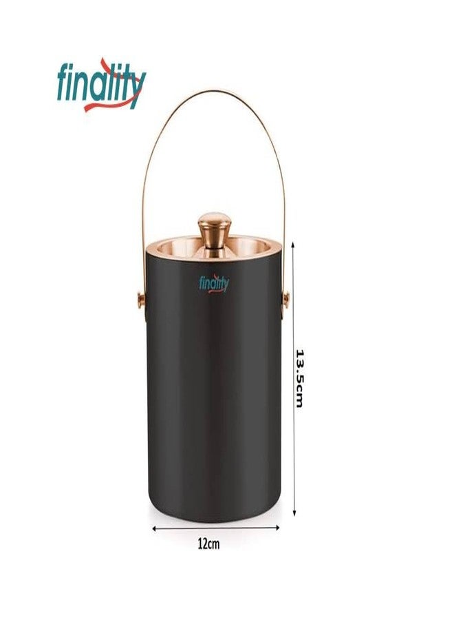 FINALITY Stainless Steel Copper with Black Double Walled Ice Bucket with Lid[1 Liter] Keeps Ice Cold for 6 h|Great bar Tools for Home bar,Mini bar,Wine (Plain) - Image 3